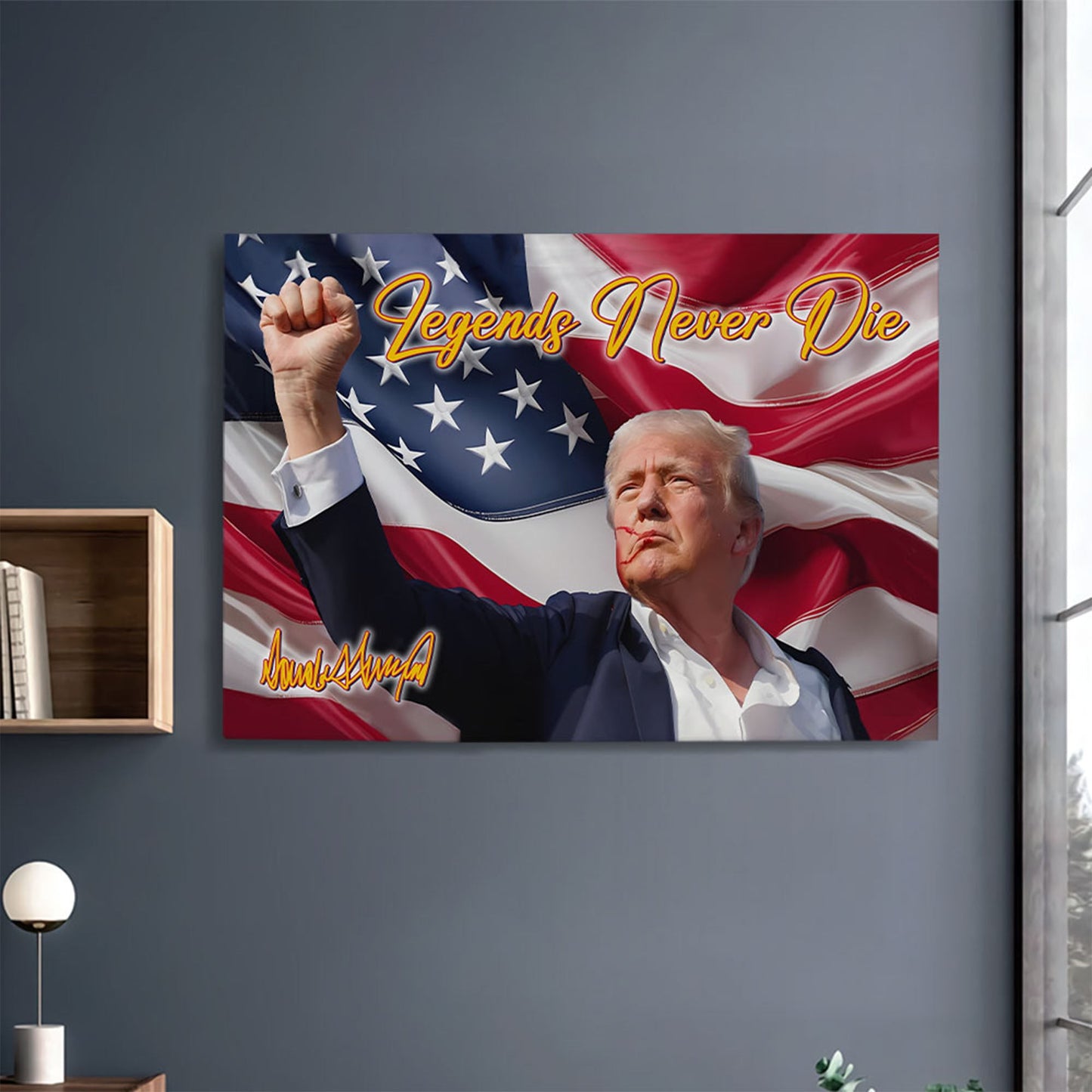 Legends Never Die | Trump Fight 2024 Canvas | Trump Pennsylvania Rally | Trump Fight Picture Frame Poster C1165 - GOP