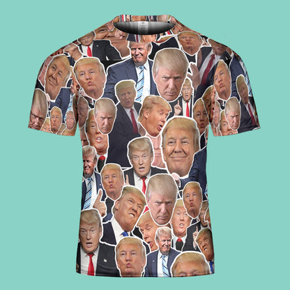 Trump Face Pattern Unisex 3D T-Shirt | Trump 2024 Shirt | Trump Supporters All-Over Printed T-Shirt C1221 - GOP