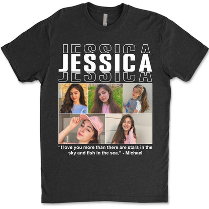 Live Preview Custom Your Own Collage Photo Idea, Personalized Christmas Family Photo, Valentine's Day Gifts for Couples Shirt Dark C1352
