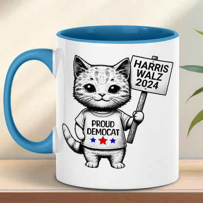 Proud Democat Harris Walz 2024 Mug | Kamala Harris 2024 Mug | Democrat White Mug T1463 - KH2
