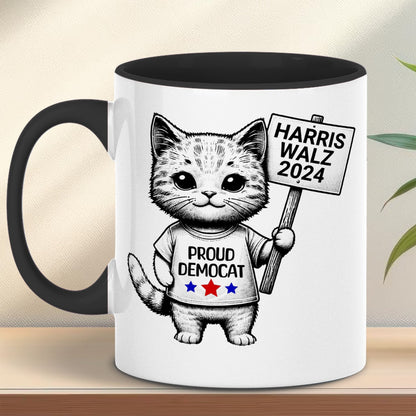 Proud Democat Harris Walz 2024 Mug | Kamala Harris 2024 Mug | Democrat White Mug T1463 - KH2