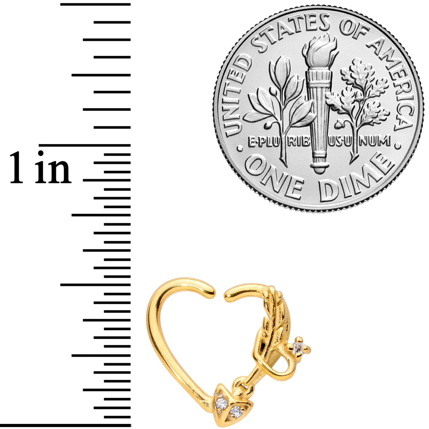 16G 3/8 Clear CZ Gem Arrow Heart Left Heart Closure Ring