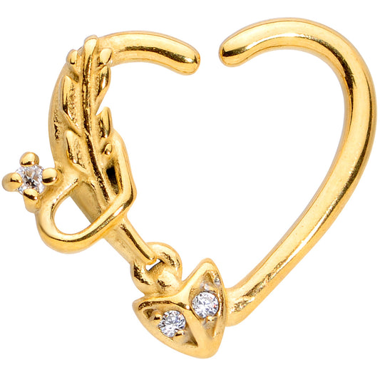 16G 3/8 Clear CZ Gem Arrow Heart Right Heart Closure Ring