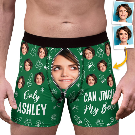 Custom Face Photo Jingle My Bells Christmas Boxer Briefs, Personalized Christmas Gift For Boyfriend, Husband, Anniversary C1677