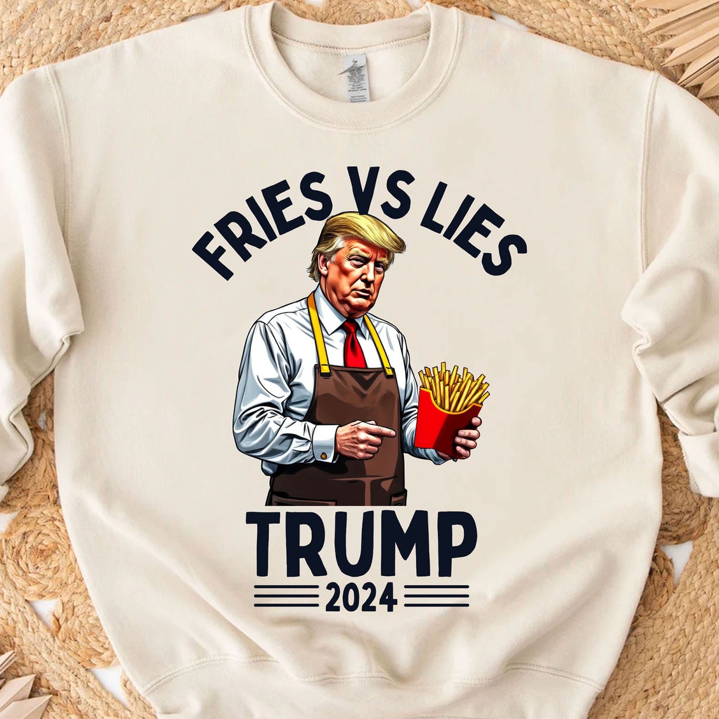 Trump Fries vs Lies Sweatshirt, Trump Presidential Trump McDonald Sweatshirt, Trump Supporters 2024 Ugly Sweatshirt T1683 - GOP