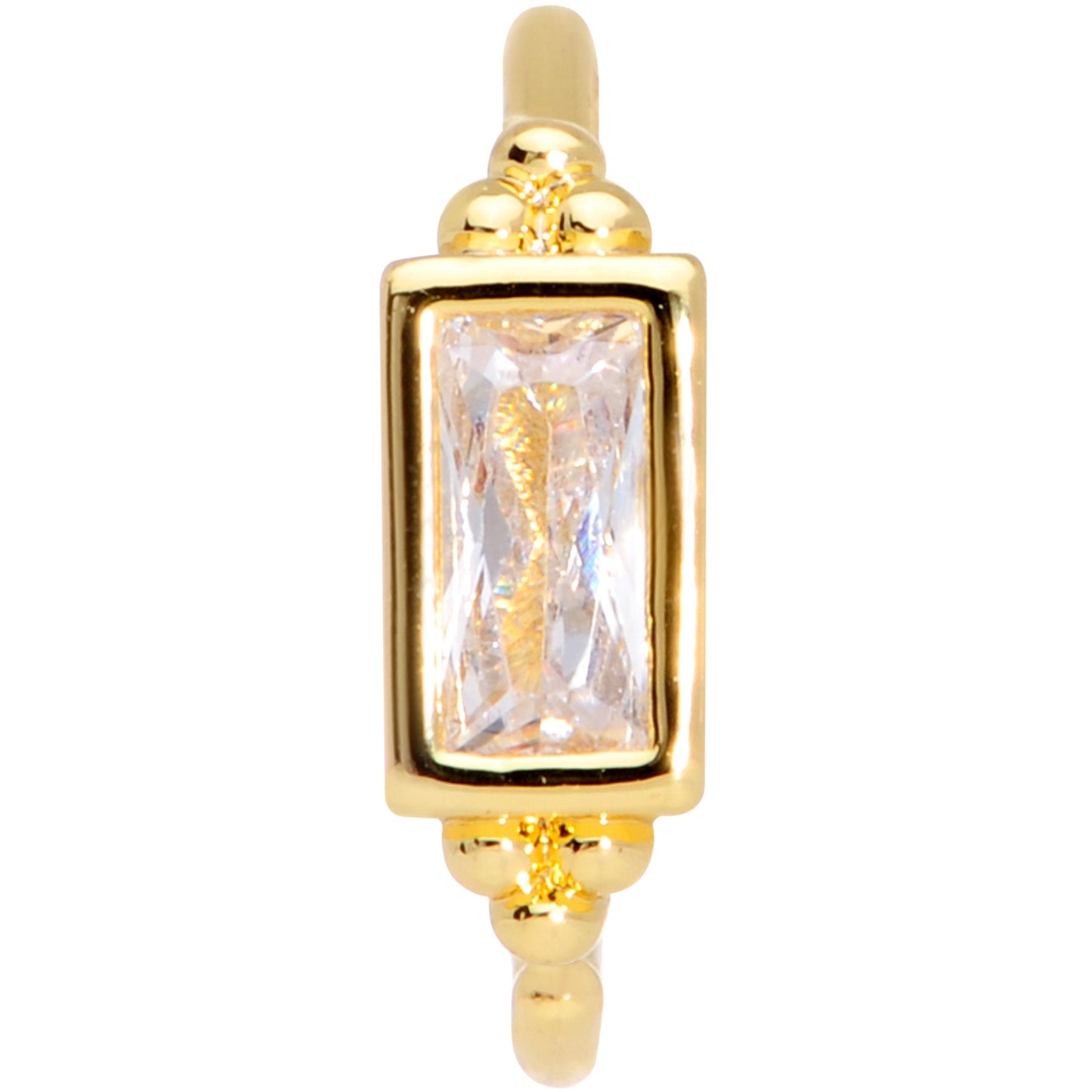 20G 5/16 Clear CZ Gem Gold Tone Rectangle Nose Hoop