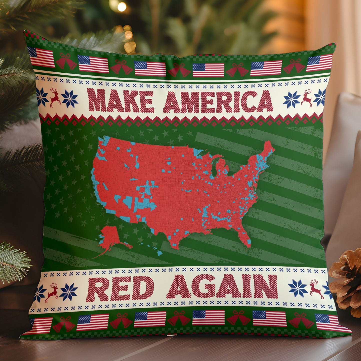 Make America Red Again Pillow, Election Map 2024,  2024 Election Result, Trump Won 2024 Christmas Pillow M1817 - GOP
