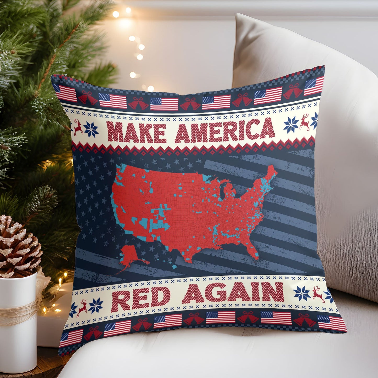 Make America Red Again Pillow, Election Map 2024,  2024 Election Result, Trump Won 2024 Christmas Pillow M1817 - GOP