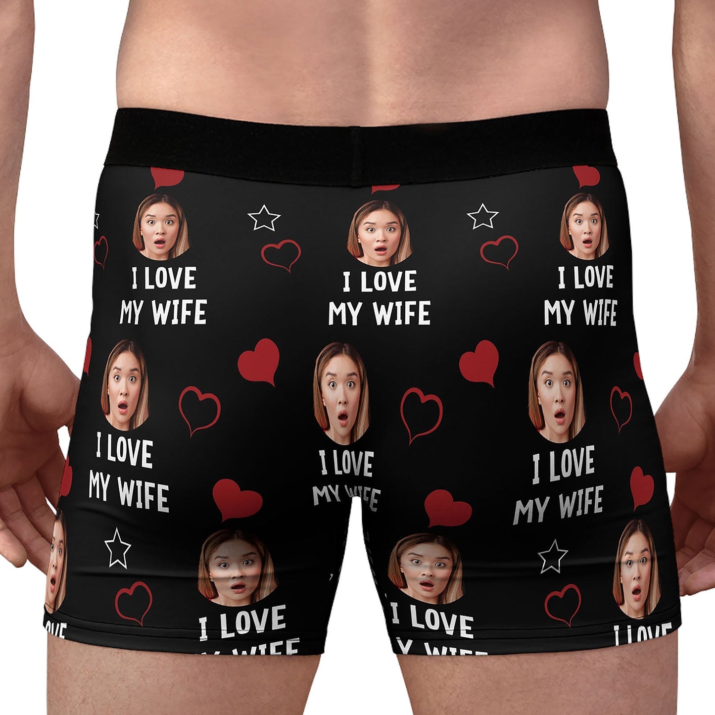 I Love with Heart Boxer Briefs, Custom Face Photo Boxer, Custom Valentine Gift Ideas for Husband, Boyfriend 681858