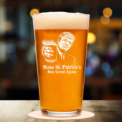 Donald Trump Make St Patrick's Day Great Again Glass | President Trump Print Whiskey Glasses, St Patrick's Day Glass 681867- GOP