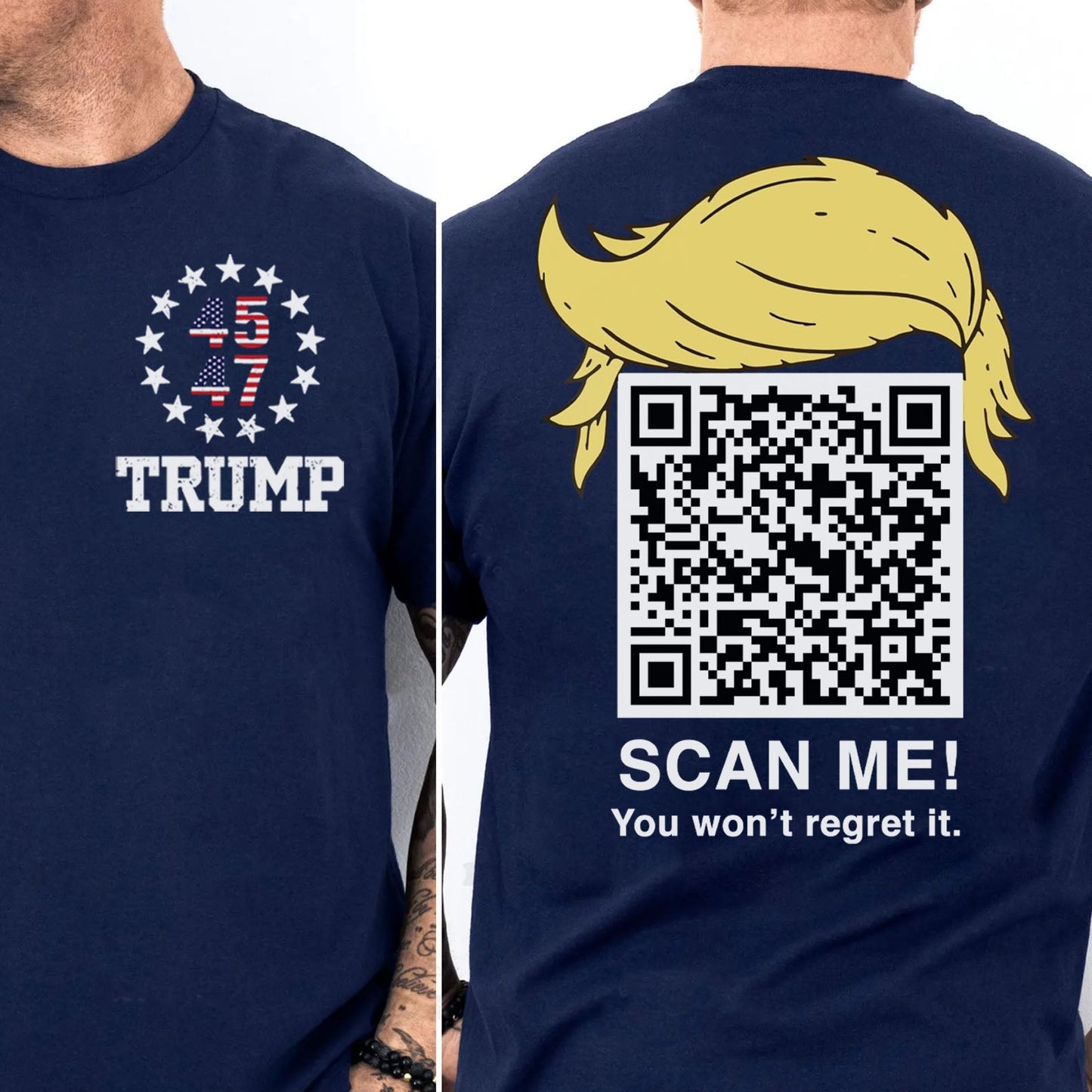 Dancing Trump QR Code Shirts | Funny Trump Tshirts | Unique Political Shirts | Republican Political T-shirts | Trump Front & Back Shirt Dark 681886 - GOP