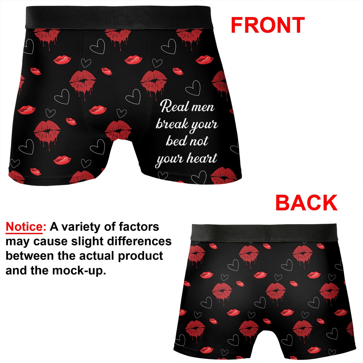Real Men Break Your Bed Not Your Heart Boxer, Funny Boxer Briefs, Valentines Gift Ideas for Husband, Boyfriend 681889