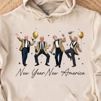 New Year New America Shirt | Humorous Dancing Trump Sweatshirt | Retro Trump New Years Party Shirt Bright 681936 - GOP