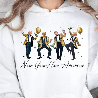 New Year New America Shirt | Humorous Dancing Trump Sweatshirt | Retro Trump New Years Party Shirt Bright 681936 - GOP
