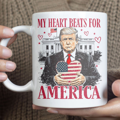 Trump My Heart Beats for America Mug, Valentine's Day Mug, Trump Lovers and Valentine Mug, Trump Lovers Gift, Donald Trump Valentine's Mug 681949 - GOP