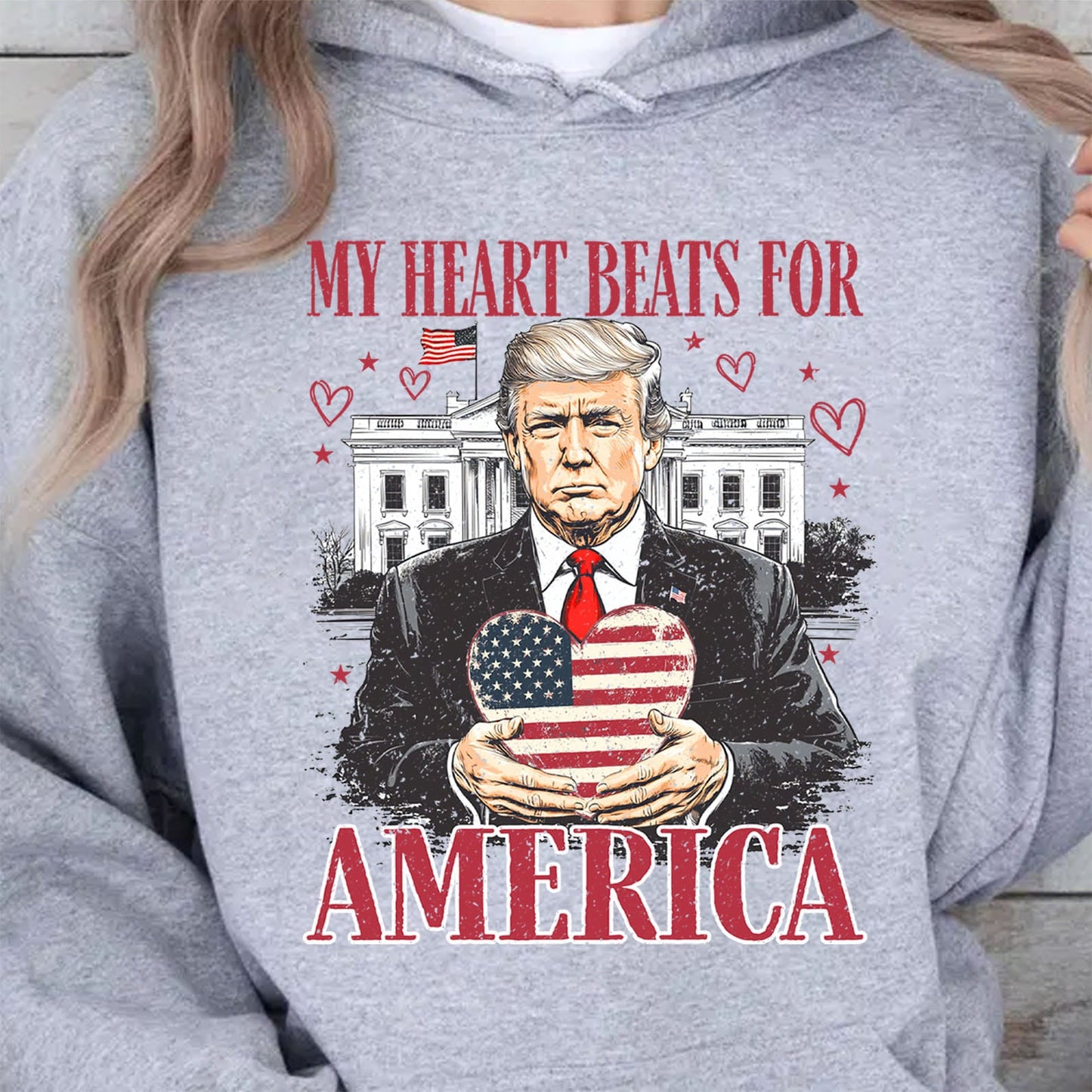 Trump My Heart Beats for America Shirt, Trump Lovers and Valentine T-Shirt, Trump Valentine's Day Sweatshirt Bright 681949 - GOP