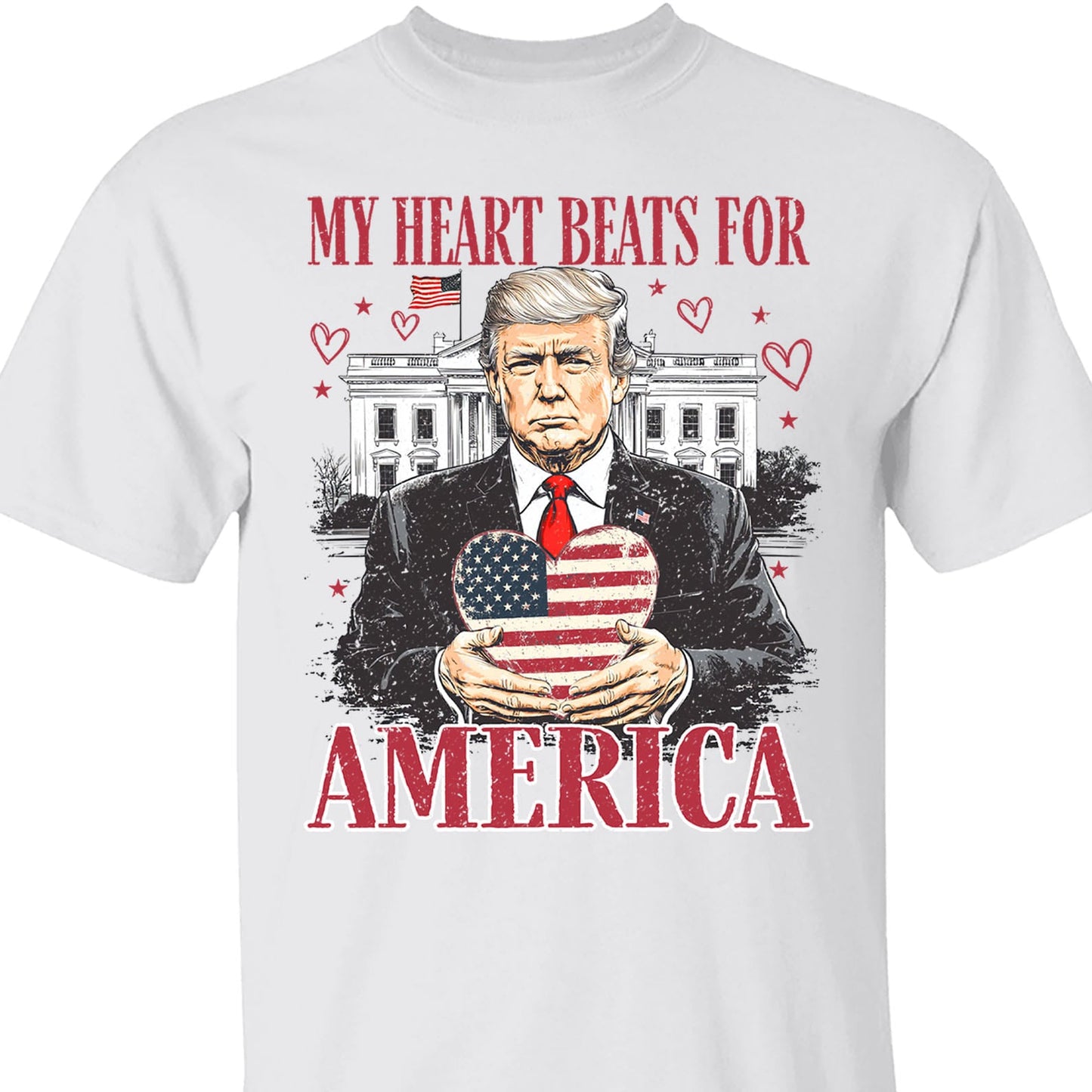 Trump My Heart Beats for America Shirt, Trump Lovers and Valentine T-Shirt, Trump Valentine's Day Sweatshirt Bright 681949 - GOP