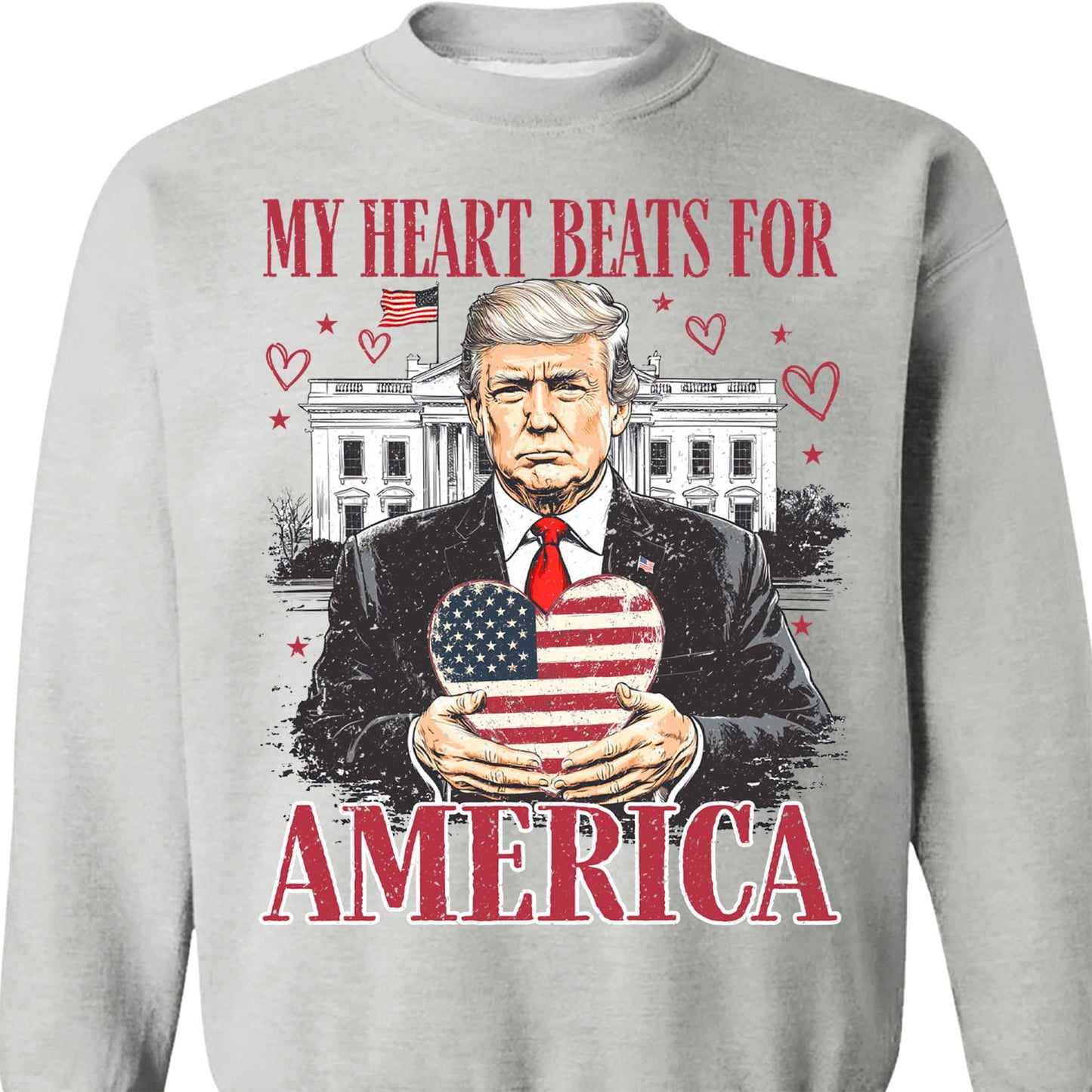 Trump My Heart Beats for America Shirt, Trump Lovers and Valentine T-Shirt, Trump Valentine's Day Sweatshirt Bright 681949 - GOP