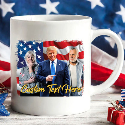 Happy Birthday Mug, Personalize Custom Photo with Trump Mug, Photo with Trump, Donald Trump President, Family Gift White Mug Accent Mug 682021 - GOP