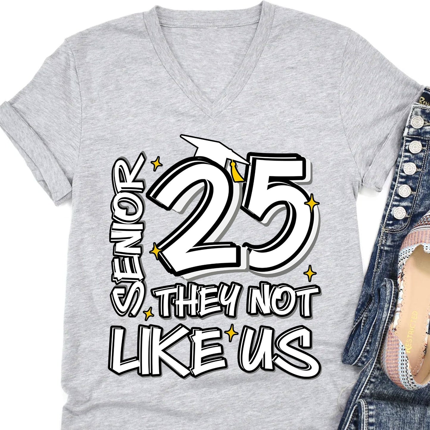 Senior 25, They Not Like Us, Graduation Bright Shirt Design, Class Of 2025, Graduation 2025 682026
