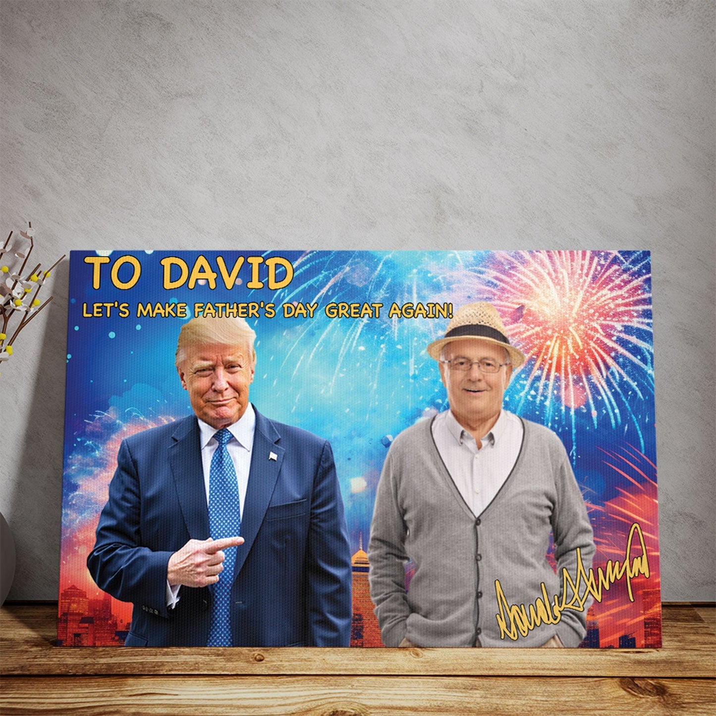 My Dad With Donald Trump Custom Photo Canvas, Personalize Custom Photo with Trump, Donald Trump President, Gift For Dad, Gift For Husband 682049 - GOP