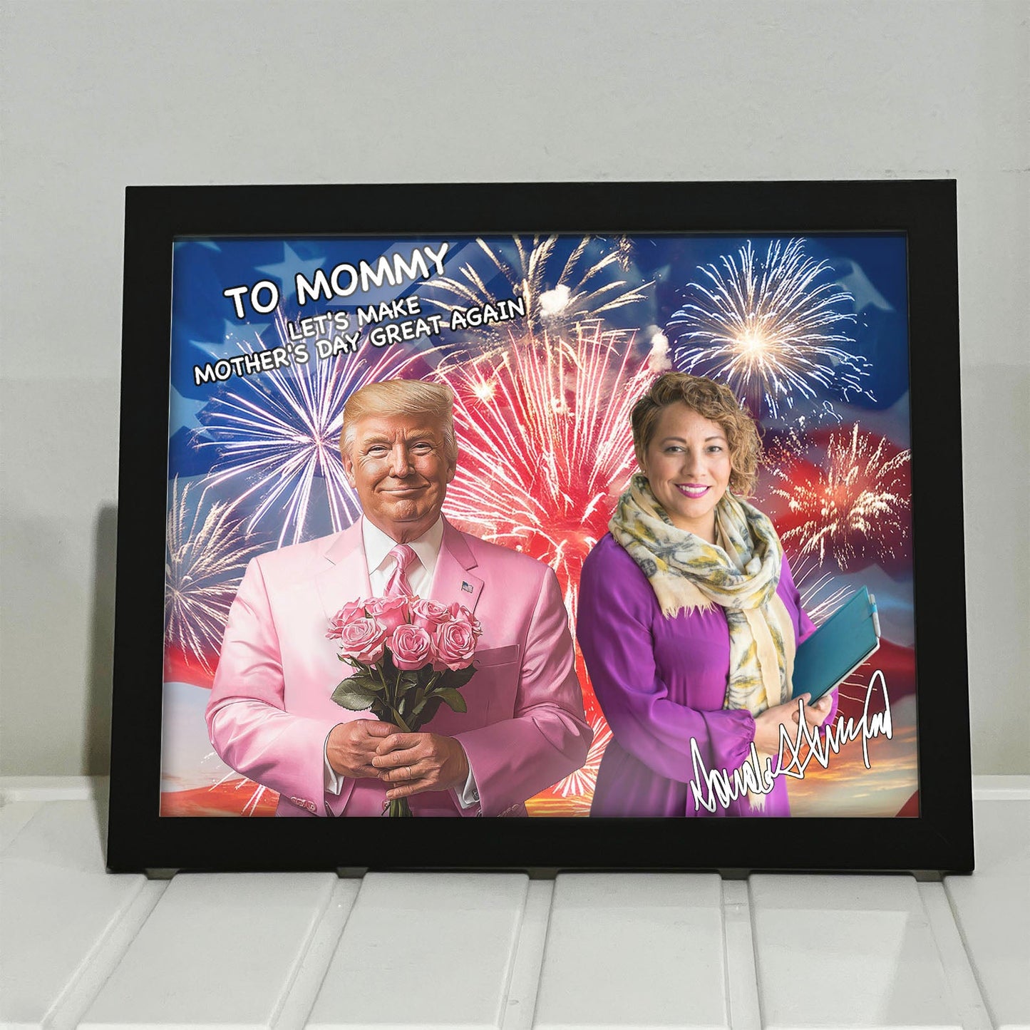 Let's Make Father's Day Great Again Frame, Personalize Custom Photo with Trump Picture Frame, Photo with Trump, Donald Trump President, Family Gift Frame 682061 - GOP