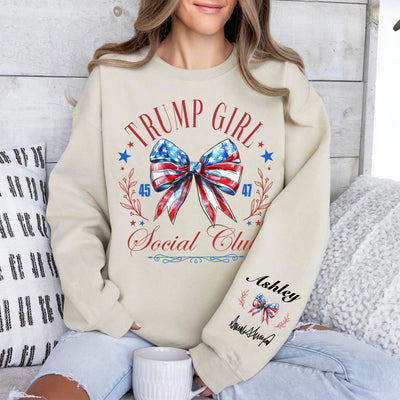 Trump Girl Social Club Custom Name Shirt, Personalized Custom Sleeve Print Sweatshirt, Mother's Day Gifts, Gift For Mom, Gift For Wife 682071 - GOP