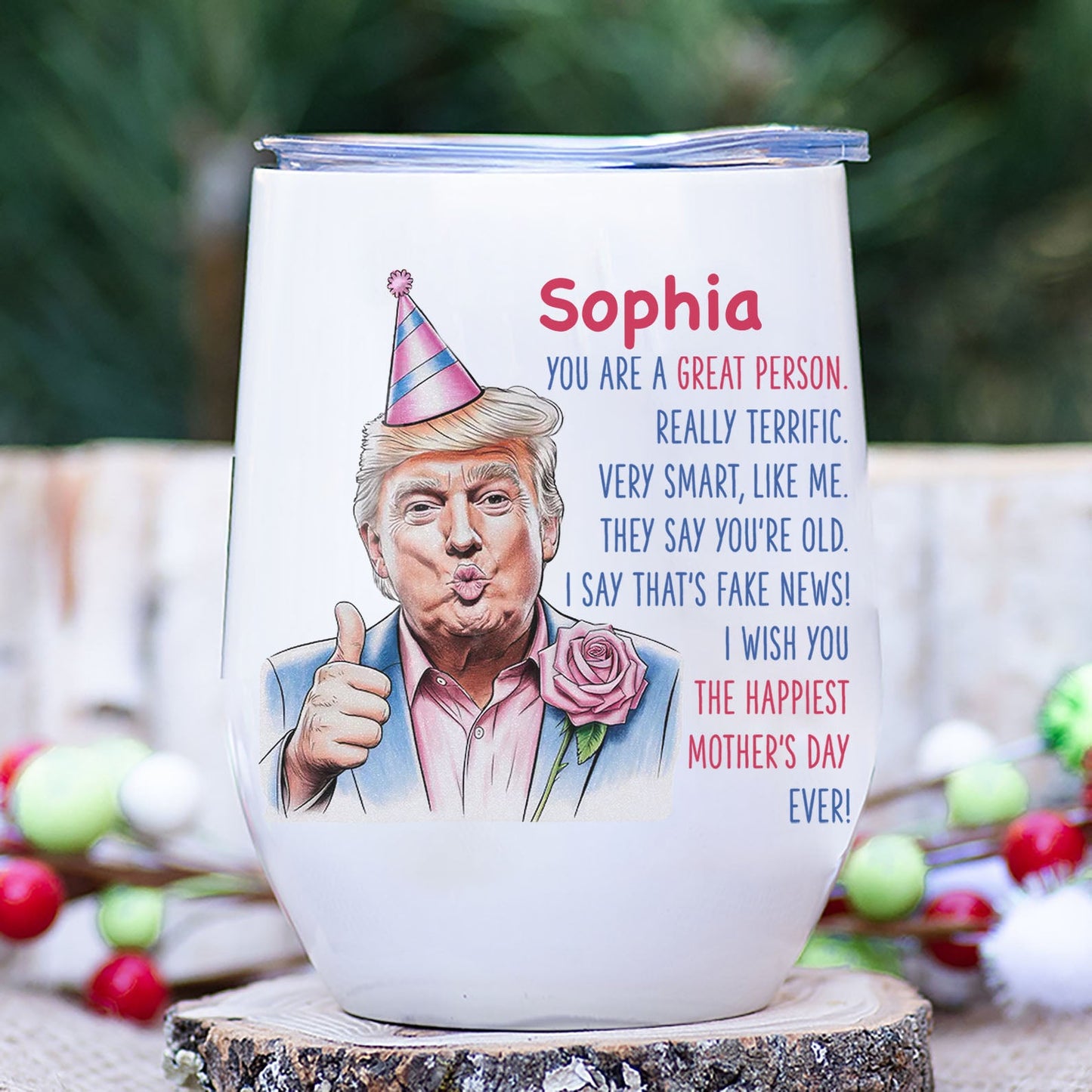 The Happiest Mother's Day Ever Tumbler, Personalized Custom Name 12oz Wine Tumbler, Gift For Mom, Gift For Wife 682088 - GOP
