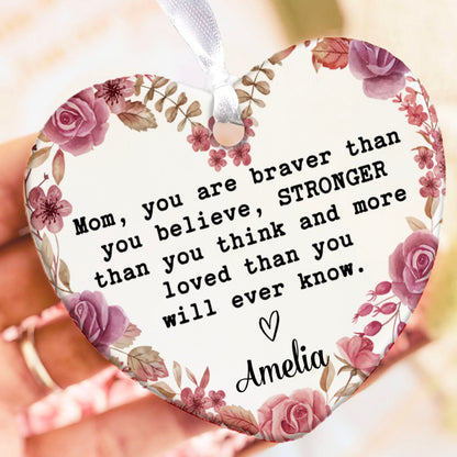 Custom Mom Present Heart Shape Ornament, Personalized Custom Name Mothers Day Ceramic Ornament, Family Gift, Gift for Mom, Gift for Wife 682117