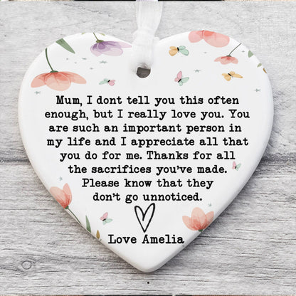 Custom Name Mum Gift Ornament, Personalized Custom Mothers Day Ceramic Ornament, Family Present, Gift for Mom, Gift for Wife 682118