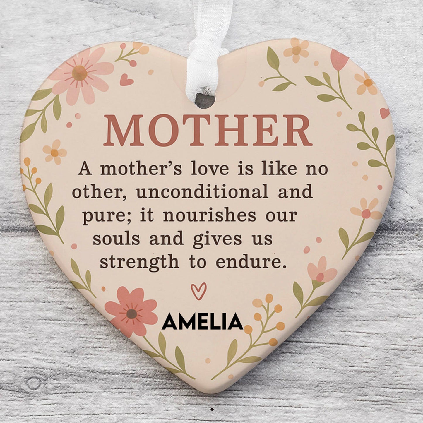 Custom Present For Mother Heart Shape Ornament, Personalized Custom Name Mothers Day Ceramic Ornament, Family Gift, Gift for Mom, Gift for Wife 682127