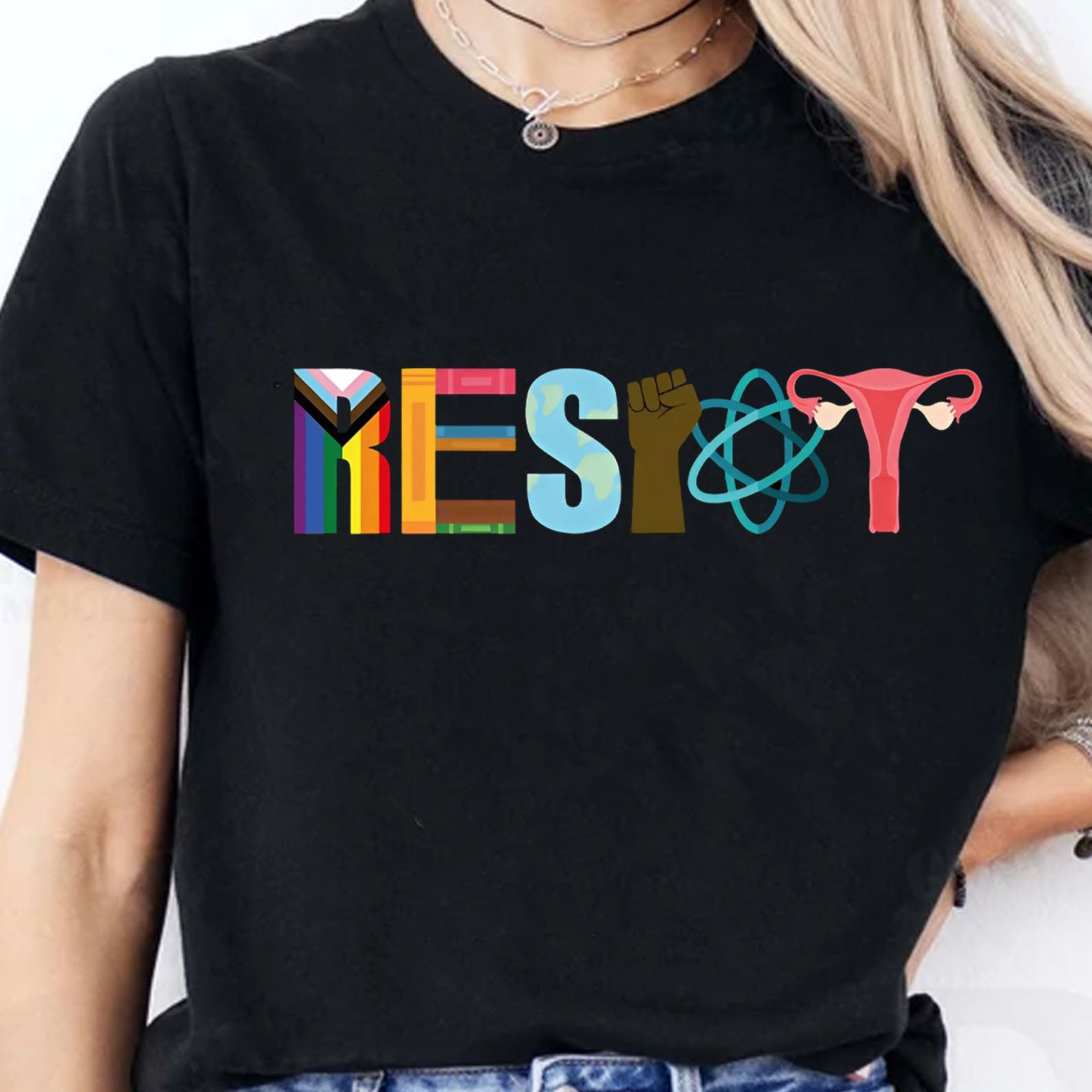 Resist with Pride, Power and Choice Shirt, 8647 Anti Trump Tee, Feminist Protest Dark Shirt 682203