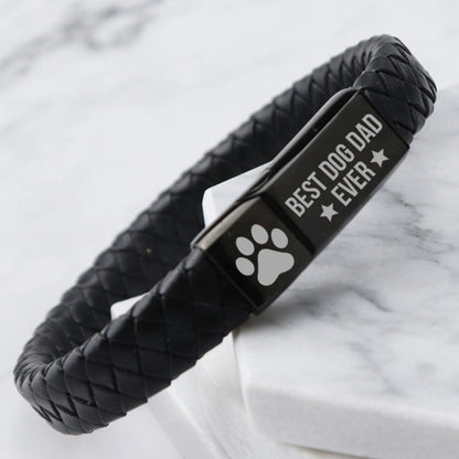 Best Dog Dad Ever Engraved Leather Bracelet | Gift for Dad, Gift for Husband, Special Gift for Father's Day  | Dog Lover Unisex Bracelet 682239