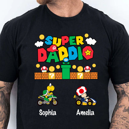 Custom Super Daddio Mario Game Shirt, Personalized Custom Funny Dark Shirt, Father's Day Special Gift, Gift for Dad, Gift for Husband 682247