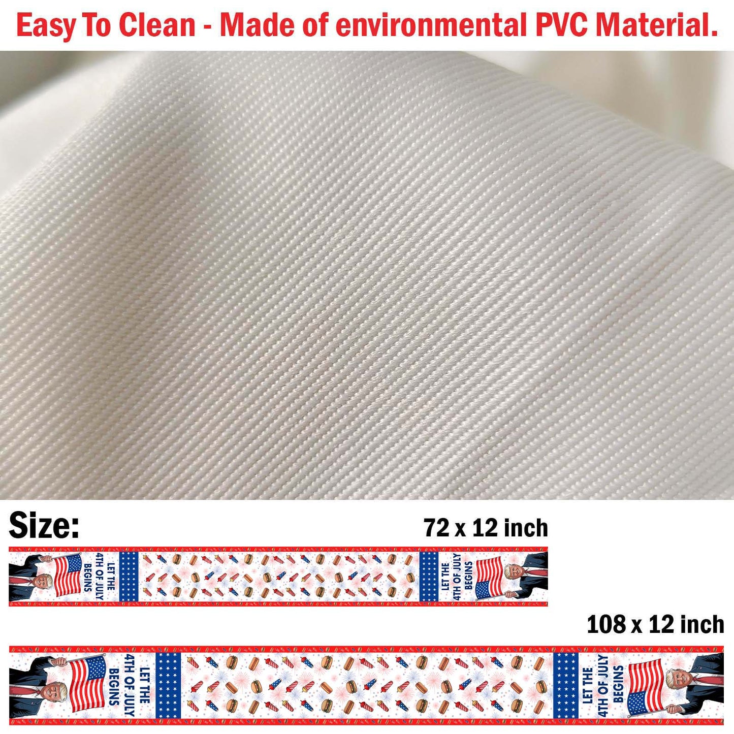 Let The 4th of July Begin Table Runner | Patriotic American Independence Day | Trump 4th Of July Table Runner For Kitchen 682349 - GOP