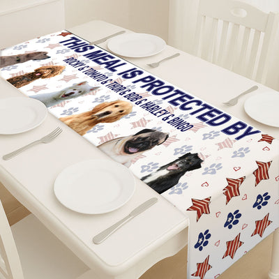 Personalized This Meal Is Protected Table Runner | Custom Dog Photo | Patriotic 4th Of July Table Runner For Kitchen 682353
