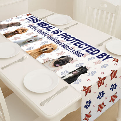 Personalized This Meal Is Protected Table Runner | Custom Dog Photo | Patriotic 4th Of July Table Runner For Kitchen 682353