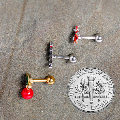 16G 1/4 Merry Christmas Cartilage Tragus Set of 3
