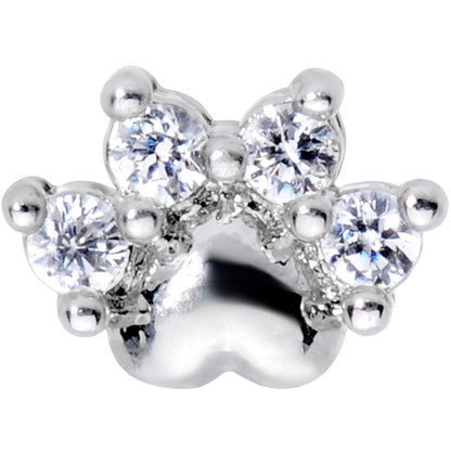 16G 5/16 Clear CZ Gem Paw Print Cat Labret Monroe Tragus