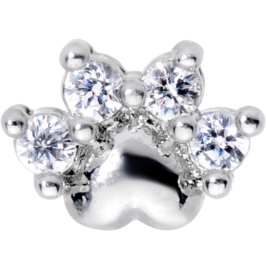 16G 5/16 Clear CZ Gem Paw Print Cat Labret Monroe Tragus