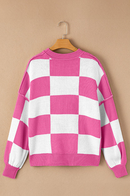 Checker Bishop Sleeve Sweater