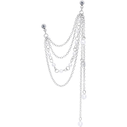 16G 1/4 Clear Gem Multiple Dangle Cartilage Chain Earring