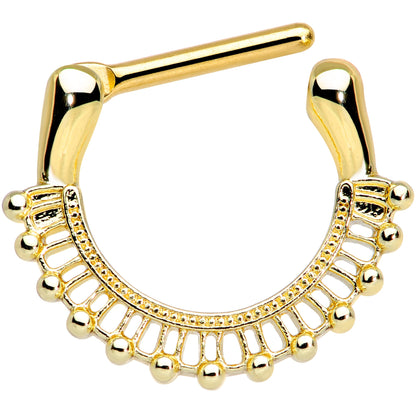 16G 5/16 Gold Tone Textured Frill Septum Clicker