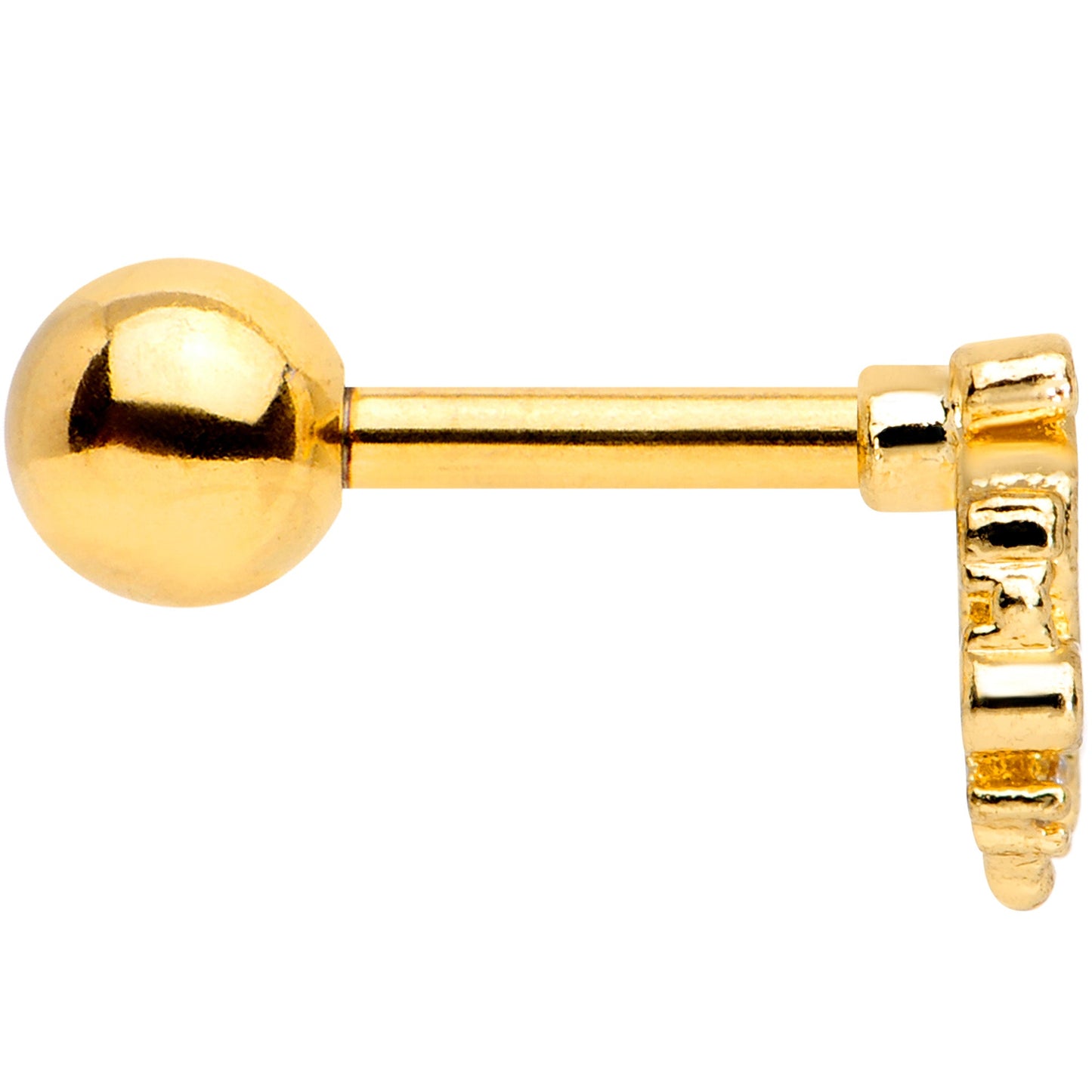 16G 1/4 Clear CZ Gem Gold Tone Fancy Heart Cartilage Tragus