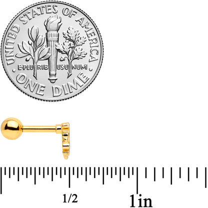 16G 1/4 Clear CZ Gem Gold Tone Fancy Heart Cartilage Tragus