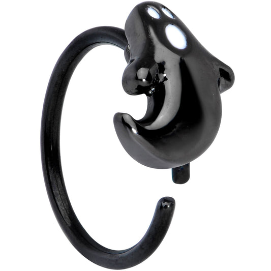 20G 5/16 Black Plated Howling Ghost Halloween Nose Hoop
