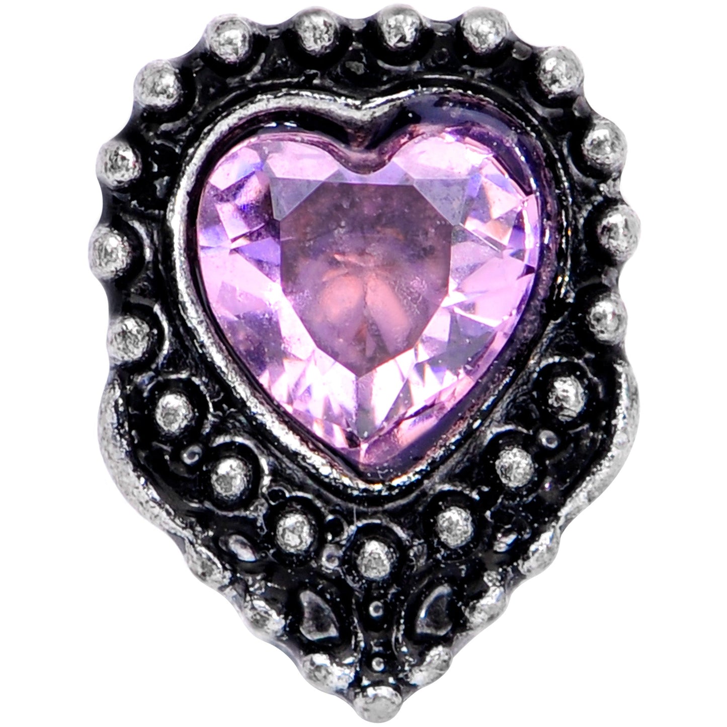 16G 1/4 Pink Gem Regal Valentines Heart Cartilage Tragus Earring