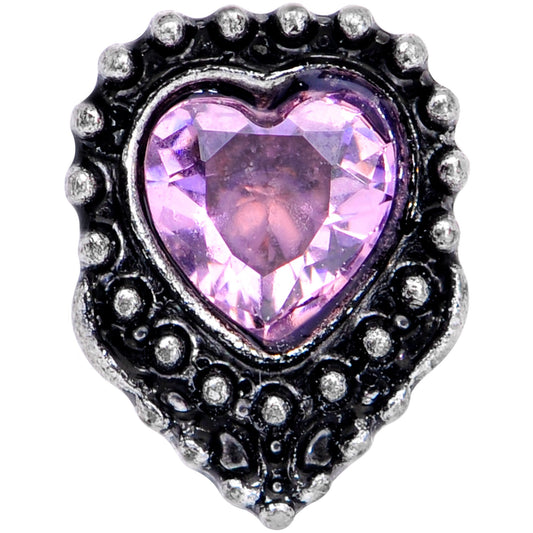 16G 1/4 Pink Gem Regal Valentines Heart Cartilage Tragus Earring