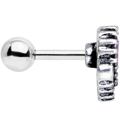 16G 1/4 Pink Gem Regal Valentines Heart Cartilage Tragus Earring