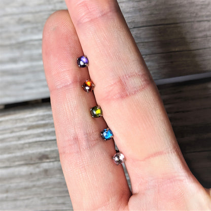 16G 1/4 Purple CZ Gem Smooth Hemisphere Cartilage Tragus Earring